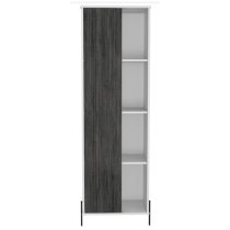 Dunster Tall Wooden Display Cabinet In White And Carbon Grey