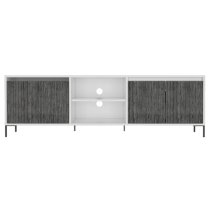 Dunster Wooden TV Stand In White And Carbon Grey With 4 Doors