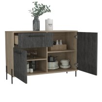 Heswall Wooden Sideboard With 2 Doors 1 Drawer In Oak Grey