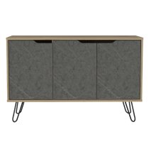 Marsett Wooden Sideboard With 3 Doors In Oak And Grey