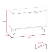 Marsett Wooden Sideboard With 3 Doors In Oak And Grey