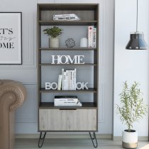 Newcastle Wooden Bookcase With 1 Drawer In Brown And Oak