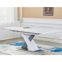 Axara Large Extending Grey Dining Table 8 Paris White Chairs