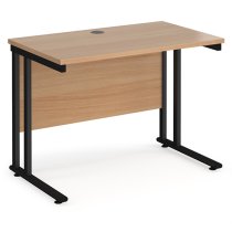 Mears 1000mm Cantilever Wooden Computer Desk In Beech Black