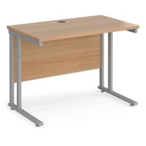 Mears 1000mm Cantilever Wooden Computer Desk In Beech Silver