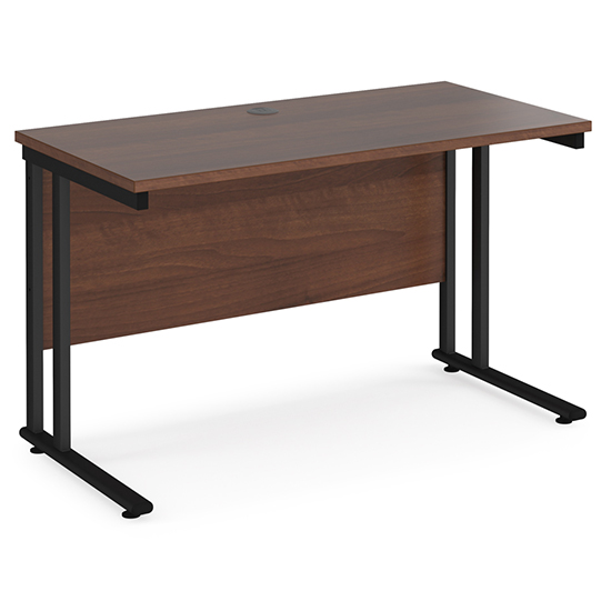 Mears 1200mm Cantilever Wooden Computer Desk In Walnut Black