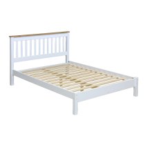 Chatfield Wooden Low End Double Bed In White And Oak