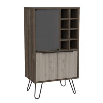 Newcastle Wooden Wine Cabinet With 2 Doors In Brown And Oak