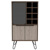 Newcastle Wooden Wine Cabinet In Smoked Bleached Grey Oak