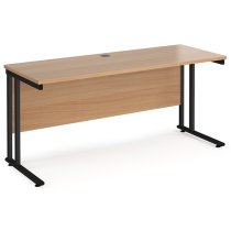 Mears 1600mm Cantilever Wooden Computer Desk In Beech Black