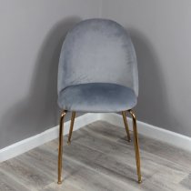 Coonan Grey Velvet Dining Chairs With Gold Legs In Pair