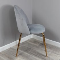 Coonan Grey Velvet Dining Chairs With Gold Legs In Pair