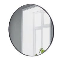 Manhattan Medium Round Wall Mirror In Black Metal Frame