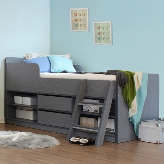 Earth Wooden Low Sleeper Children Bed In Grey