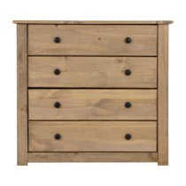 Prinsburg Wide Wooden Chest Of 4 Drawers In Natural Wax