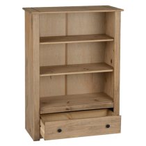 Prinsburg Wooden 1 Drawer Bookcase In Natural Wax