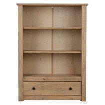 Prinsburg Wooden 1 Drawer Bookcase In Natural Wax