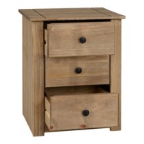 Prinsburg Wooden 3 Drawers Bedside Cabinet In Natural Wax