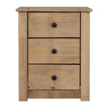 Prinsburg Wooden 3 Drawers Bedside Cabinet In Natural Wax