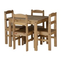 Prinsburg Wooden Dining Table With 4 Chairs In Natural Wax