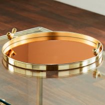 Vernon Rose Gold Mirrored Tray With Stainless Steel Frame