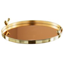 Vernon Rose Gold Mirrored Tray With Stainless Steel Frame