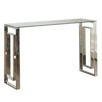 Solana Clear Glass Console Table With Silver Metal Frame