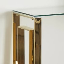 Solana Clear Glass Console Table With Gold Metal Frame