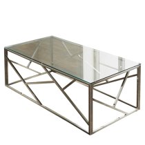 Ontario Clear Glass Coffee Table With Silver Metal Frame