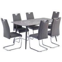 Coveta Grey Ceramic Dining Table With Grey Legs