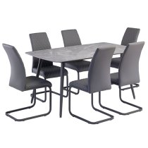 Coveta Grey Ceramic Dining Table With Grey Legs