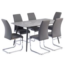 Coveta Grey Ceramic Dining Table With Grey Legs