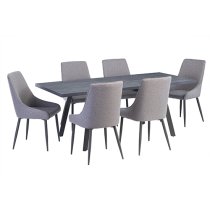 Paley Extending Wooden Dining Table In Dark Grey