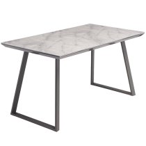 Atden Marble Dining Table In Grey With 4 Huskon Grey Chairs