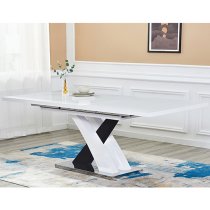 Axara Large Extending Grey Dining Table 6 Chicago Black Chairs