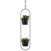 Vail Small Metal Duo Hanging Plant Holder In Black