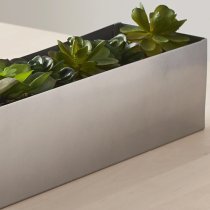 Vail Long Aluminium Centrepiece Table Plant Holder In Silver