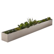 Vail Long Aluminium Centrepiece Table Plant Holder In Silver