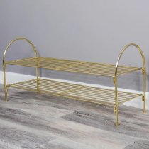 Utica Metal 2 Tiers Shoe Rack In Gold