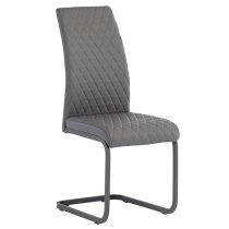 Huskon Grey Faux Leather Dining Chairs In Pair