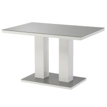 Aarina Grey Gloss Dining Table With 4 Samson Grey Chairs