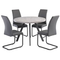 Remika Round Wooden Dining Table In Light Grey