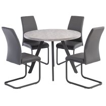 Remika Round Wooden Dining Table In Light Grey