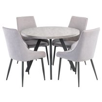 Remika Round Wooden Dining Table In Light Grey