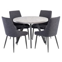 Remika Round Wooden Dining Table In Light Grey