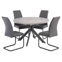 Remika Round Wooden Dining Table In Light Grey With Cross Legs