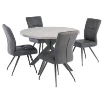 Remika Round Wooden Dining Table In Light Grey With Cross Legs