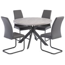 Remika Round Wooden Dining Table In Light Grey With Cross Legs