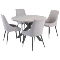 Remika Round Wooden Dining Table In Light Grey With Cross Legs