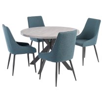 Remika Round Wooden Dining Table In Light Grey With Cross Legs